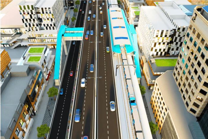 Phối cảnh không gian đô thị và hạ tầng tuyến metro kết nối Thủ Dầu Một với trung tâm TP.HCM - Ảnh: Liên danh tư vấn