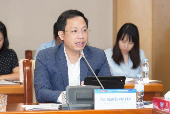 Ông Nguyễn Phi Lân, Vụ trưởng Vụ Dự báo, Thống kê, NHNN phát biểu tại Toạ đàm