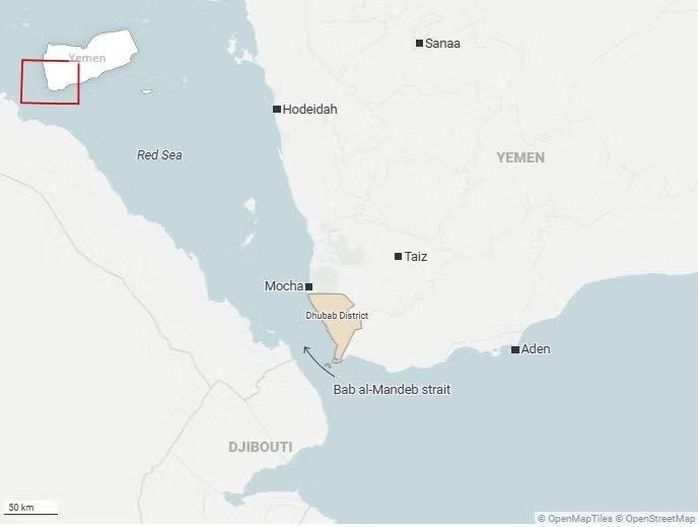 Vị trí thành phố Mocha và huyện Dhubab. Ảnh: AlJazeera