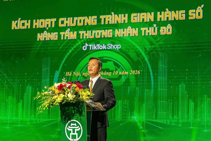 Ông Trần Đức Hải, Giám đốc Sở Công Thương Hà Nội phát biểu khai mạc.