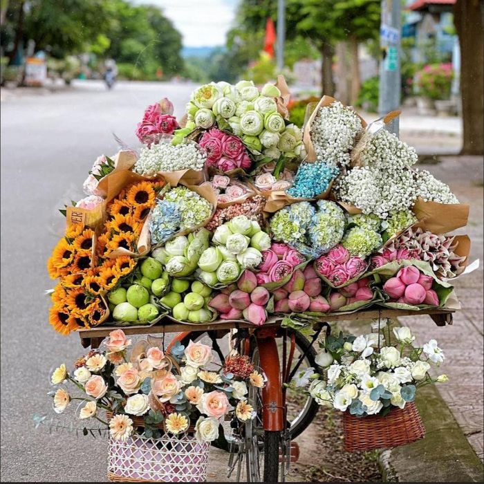 Chiếc xe đạp chở cả mùa thu. Ảnh: Báo Thanh niên