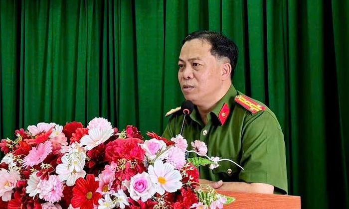 Đại tá Trần Trung Hiếu, Trưởng Phòng Cảnh sát PCCC&CNCH Công an TPHCM, phát biểu tại hội nghị