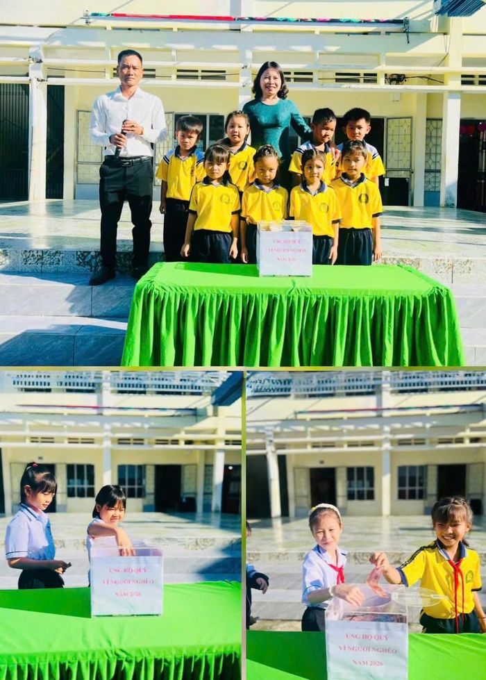 Các em học sinh Trường Tiểu học, THCS Lê Hồng Phong nhiệt tình hưởng ứng hoạt động vận động Quỹ “Vì người nghèo”, lan tỏa tinh thần yêu thương , chia sẻ và trách nhiệm với cộng đồng