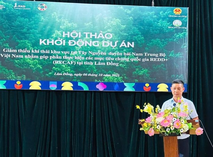 Ông Nguyễn Văn Bình - PCT UBND xã Đam Rông 4 phát biểu tại hội thảo