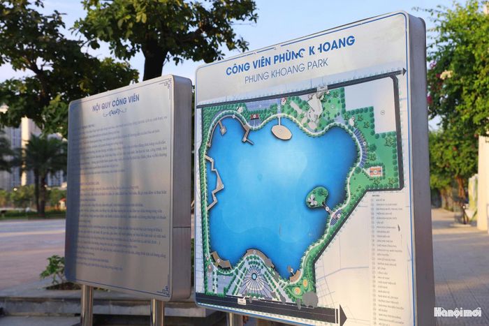 Công viên hồ điều hòa có hệ thống cây xanh, đường đi, khu vui chơi bố trí khoa học.