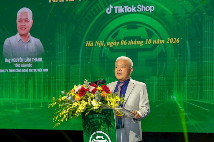 Tổng Giám đốc Công ty TNHH Công nghệ TikTok Việt Nam Nguyễn Lâm Thanh phát biểu tại sự kiện. Ảnh: Duy Khánh