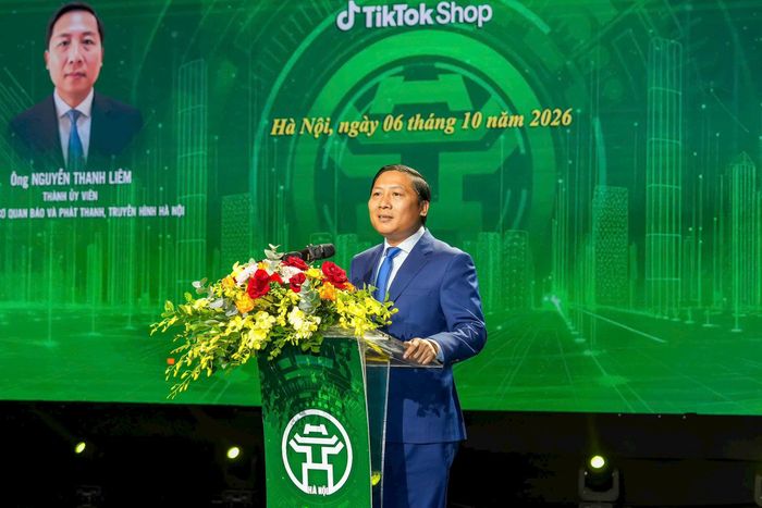 Giám đốc Cơ quan Báo và Phát thanh, Truyền hình Hà Nội Nguyễn Thanh Liêm phát biểu tại sự kiện. Ảnh: Duy Khánh