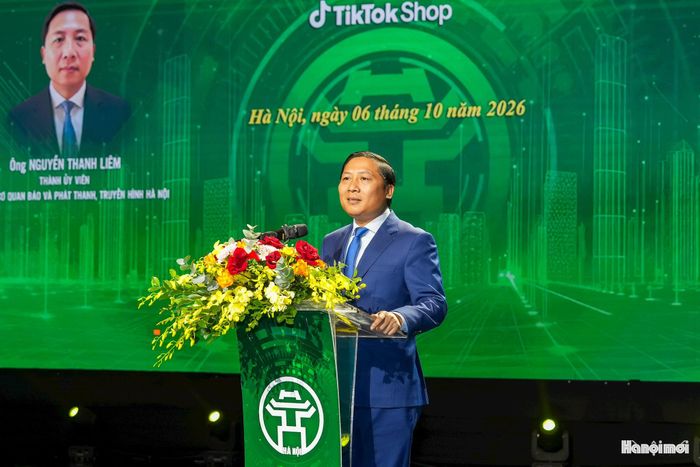 Giám đốc Cơ quan Báo và Phát thanh, Truyền hình Hà Nội Nguyễn Thanh Liêm phát biểu tại sự kiện.