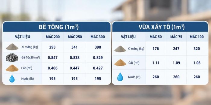 Hướng dẫn cấp phối cho từng loại vữa – Nhà máy Xi măng Tân Thắng.