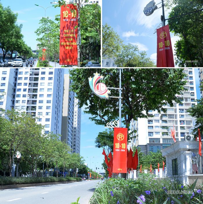 Hà Nội rực sắc đỏ, hướng về Ngày Giải phóng Thủ đô. Ảnh: Tuấn Anh