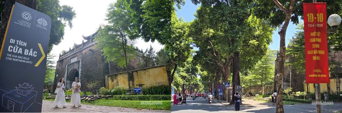 Không khí kỷ niệm 10/10 hiện diện trong từng góc phố Hà Nội. Ảnh: Tuấn Anh