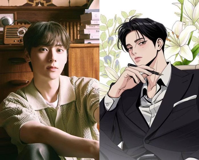 Hwang Min Hyun (trái) và nam chính Tae Iseop (phải) trong webtoon gốc.