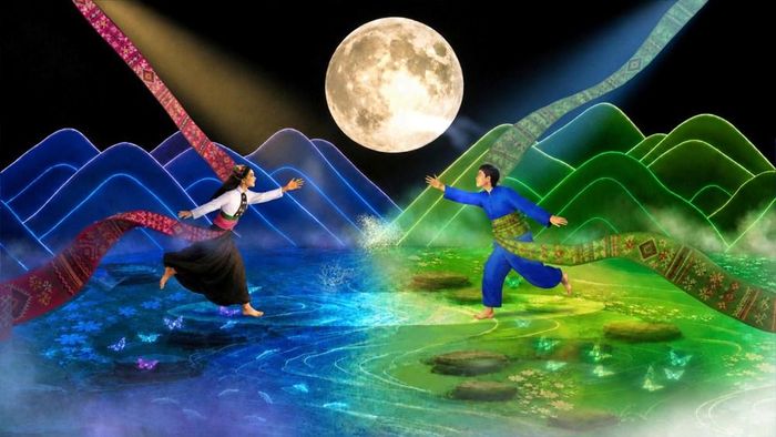 Phối cảnh sân khấu chương trình "Xoè Thái - Trọn một vòng yêu"