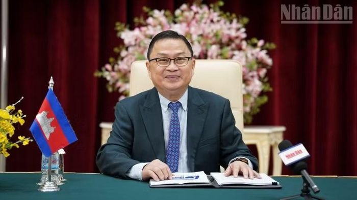 Tiến sĩ So Naro, Bộ trưởng bên cạnh Thủ tướng Campuchia phụ trách các vấn đề liên quan ASEAN. (Ảnh: ĐINH TRƯỜNG)