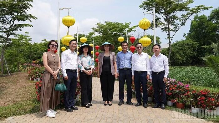 Phó Chủ tịch Ủy ban nhân dân thành phố Đà Nẵng Nguyễn Thị Anh Thi (đứng giữa) kiểm tra các địa điểm du lịch tại phường Hương Trà. (Ảnh: ANH QUÂN)