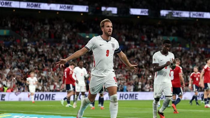 Harry Kane ăn mừng bàn thắng vào lưới tuyển Cộng hòa Séc. (Ảnh: englandfootball)