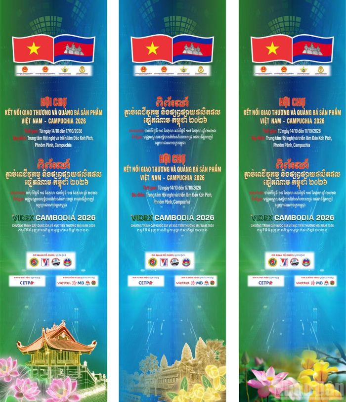 VIDEX CAMBODIA 2026 có sự tham gia của hơn 160 doanh nghiệp với hơn 230 gian hàng tiêu biểu (có 30 gian hàng thuộc các doanh nghiệp và doanh nghiệp Quân đội Hoàng gia Campuchia). (Ảnh: Bộ Quốc phòng)