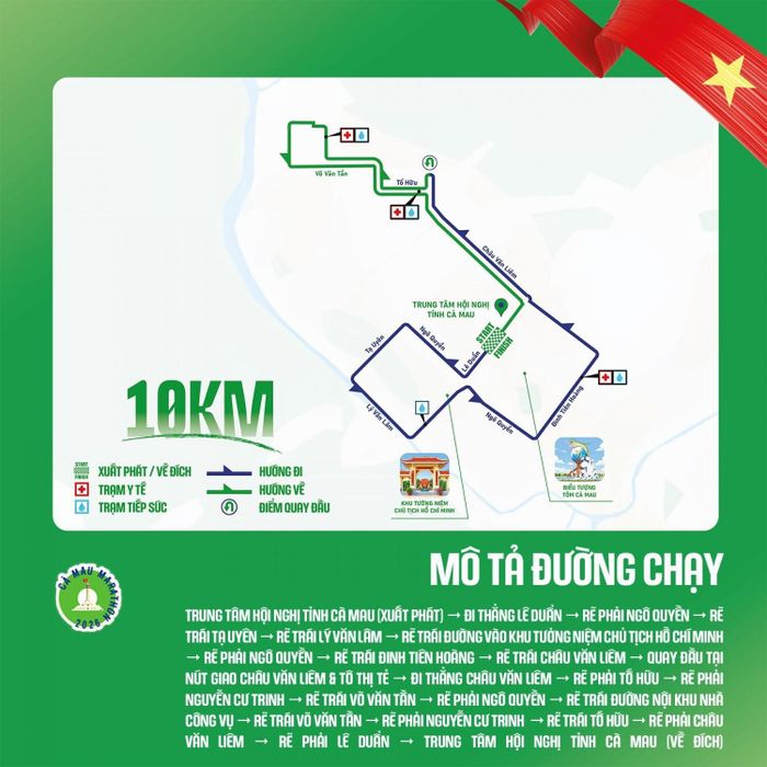 Mô tả đường chạy cự ly 10 km.