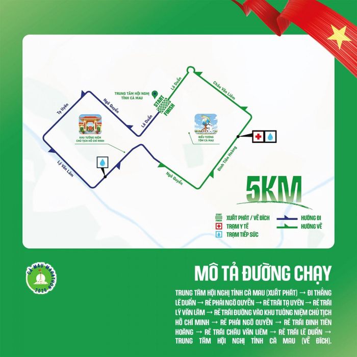Mô tả đường chạy cự ly 5 km.