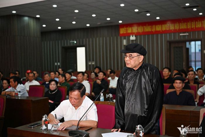Ông Mai Tiến Thịnh, Người có uy tín xã Bắc Quang phát biểu tại buổi gặp mặt
