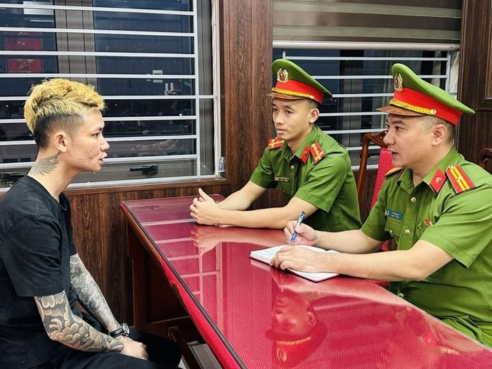  Đối tượng Hoàng Ngọc Cường tại cơ quan Công an 