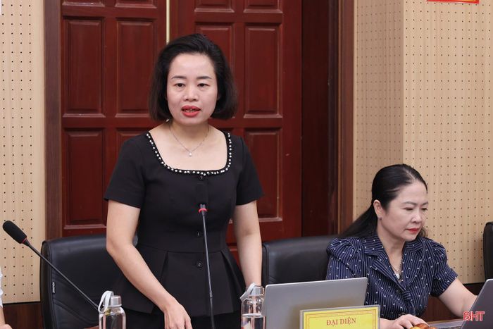 Phó Giám đốc Sở Tư pháp Trần Thị Kiều Oanh góp ý các vấn đề liên quan đến quy hoạch phát triển điện lực cấp tỉnh, thẩm quyền chấp thuận chủ trương đầu tư dự án điện gió ngoài khơi.