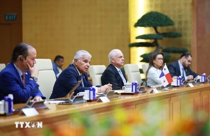 Tổng thống Cộng hoà Panama José Raúl Mulino phát biểu. (Ảnh: Dương Giang/TTXVN)