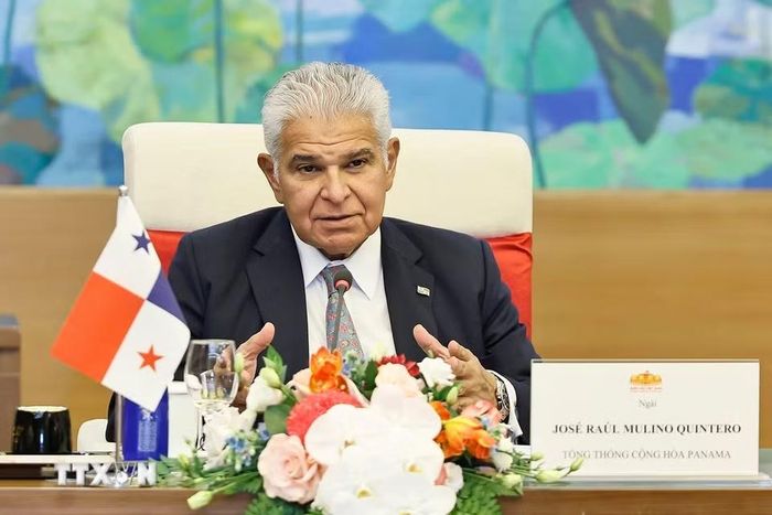 Tổng thống Panama José Raúl Mulino phát biểu. (Ảnh: Doãn Tấn/TTXVN)