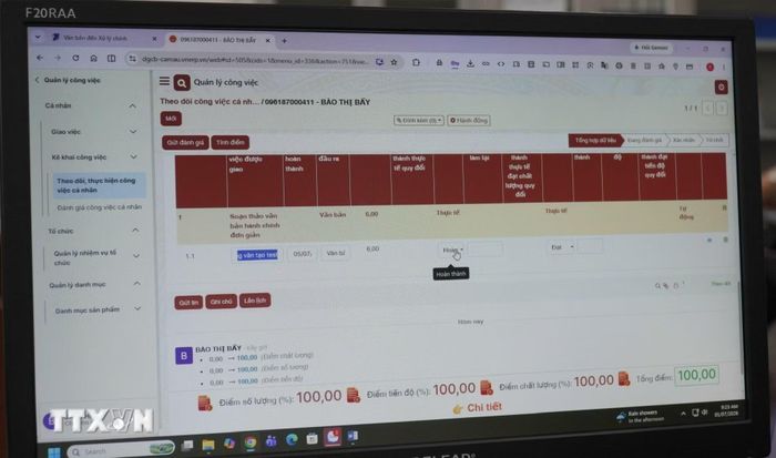 Tỉnh Cà Mau đã thí điểm phần mềm KPI từ 1/7- 1/10/2026, từ đó đánh giá hiệu quả và hoàn thiện để nhân rộng. (Ảnh: Tuấn Phi/TTXVN)
