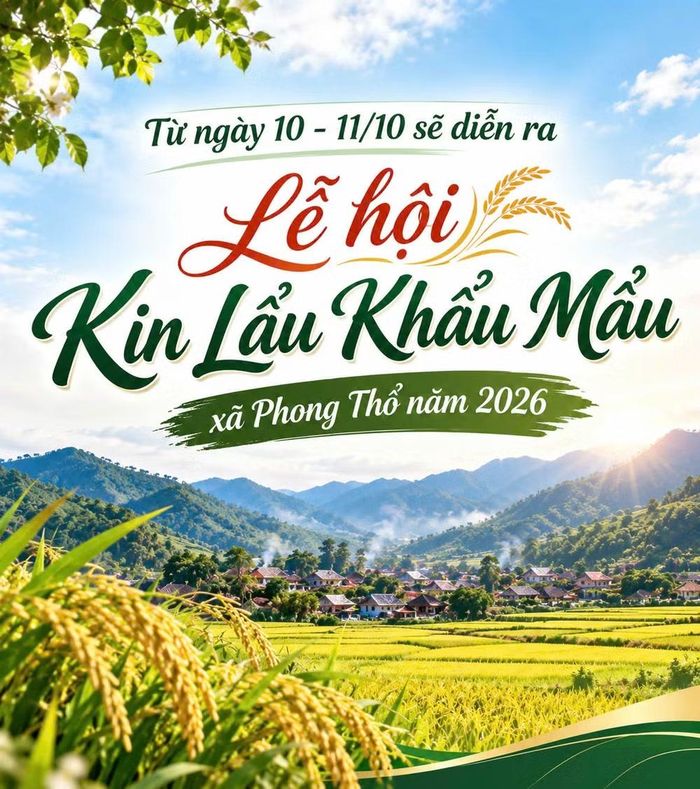 Poster Lễ hội Kin Lẩu Khẩu Mẩu 2026. (Ảnh: Báo Lai Châu)
