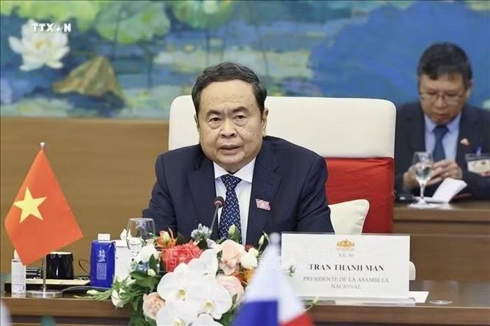 Chủ tịch Quốc hội Trần Thanh Mẫn phát biểu. Ảnh: Doãn Tấn/TTXVN