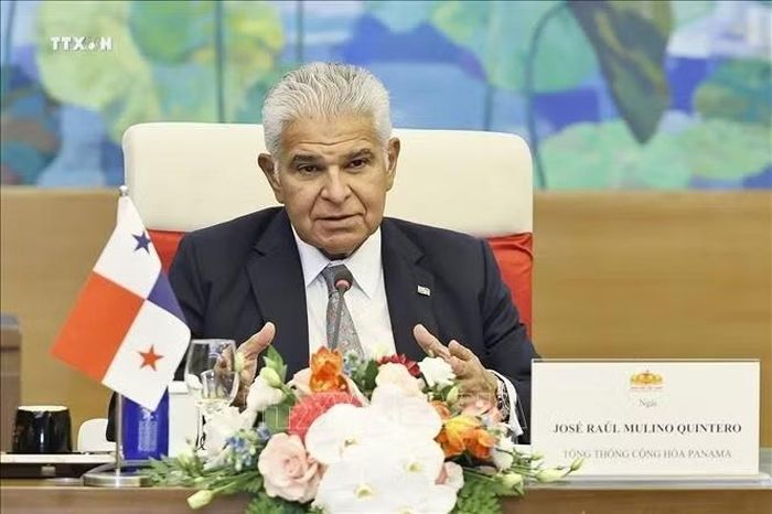 Tổng thống Panama José Raúl Mulino phát biểu. Ảnh: Doãn Tấn/TTXVN