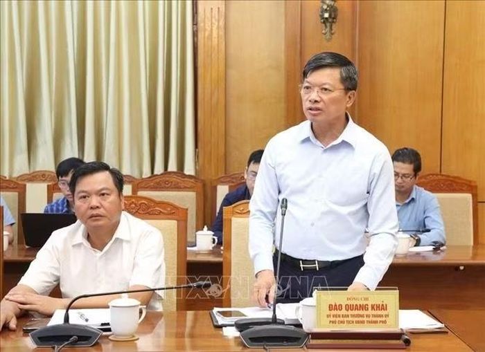 Phó Chủ tịch UBND thành phố Bắc Ninh Đào Quang Khải phát biểu tại Hội nghị.