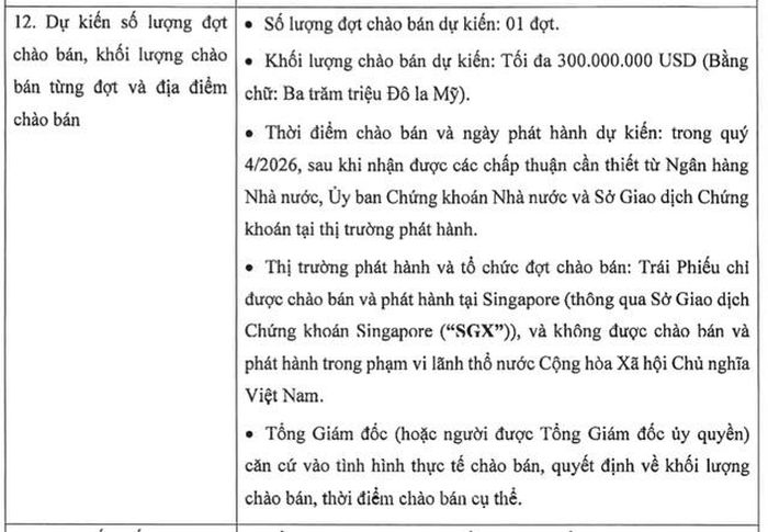 Phương án phát hành trái phiếu của EVF (Ảnh: EVF).