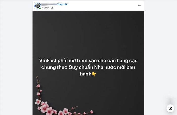 Mới đây trên mạng xã hội xuất hiện nhiều thông tin cho rằng VinFast sẽ phải cho xe điện hãng khác sử dụng trạm sạc V-Green từ năm 2027. Ảnh: Chụp màn hình.