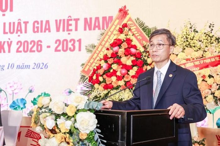 Chủ tịch Hội Luật gia Việt Nam khóa XV Nguyễn Khánh Ngọc phát biểu tại Đại hội