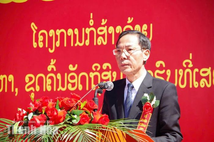 Phó Chủ tịch UBND tỉnh Thanh Hóa Đầu Thanh Tùng phát biểu tại lễ khởi công.