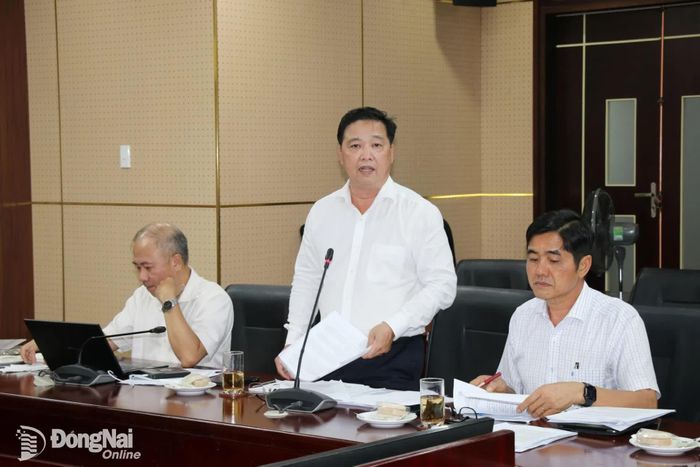 Phó Giám đốc Sở Nông nghiệp và Môi trường Nguyễn Văn Thắng chia sẻ tại buổi làm việc. Ảnh: Lam Phương