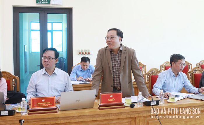 Chủ tịch Liên minh Hợp tác xã tỉnh phát biểu thảo luận tại cuộc họp