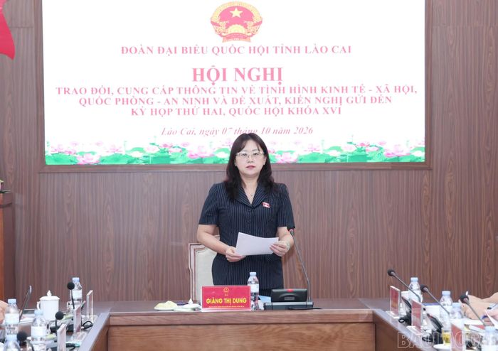 Đồng chí Giàng Thị Dung - Phó Bí thư Tỉnh ủy, Trưởng Đoàn đại biểu Quốc hội tỉnh phát biểu kết luận hội nghị.