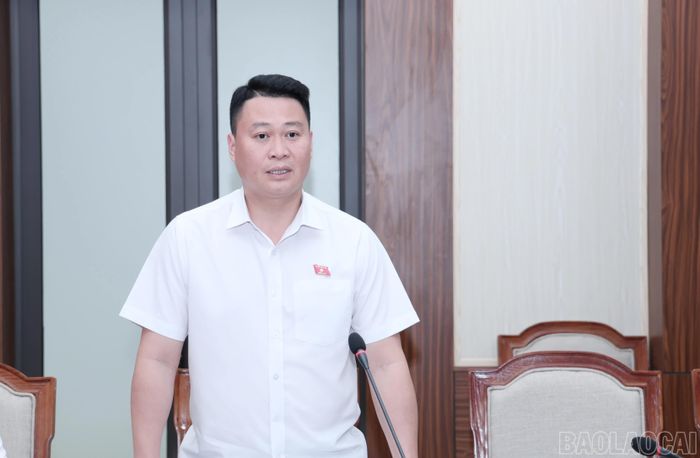 Đồng chí Hà Đức Minh - Ủy viên Ban Thường vụ Tỉnh ủy, Phó Chủ tịch Ủy ban MTTQ Việt Nam tỉnh, đại biểu Quốc hội tỉnh phát biểu thảo luận tại hội nghị.
