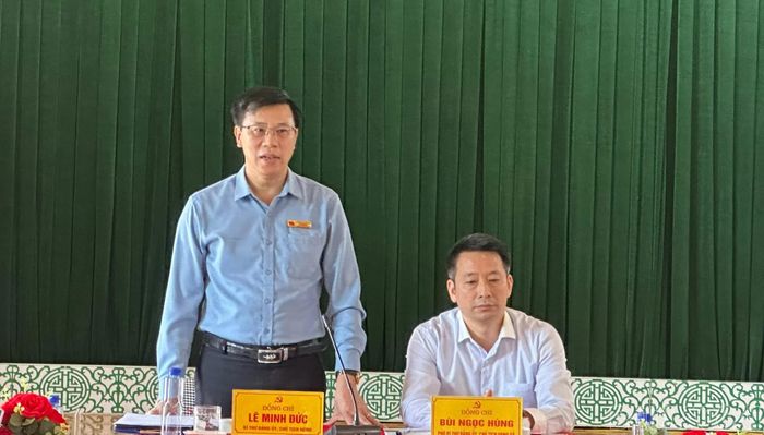 Đồng chí Lê Minh Đức - Bí thư Đảng ủy, Chủ tịch HĐND xã Yên Bình phát biểu kết luận buổi làm việc.
