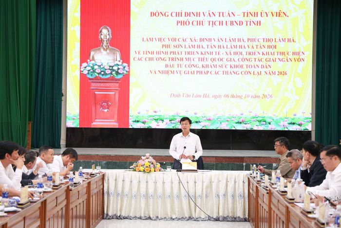 Tỉnh ủy viên, Phó Chủ tịch UBND tỉnh Lâm Đồng Đinh Văn Tuấn chủ trì buổi làm việc với các xã khu vực Lâm Hà và Tân Hội