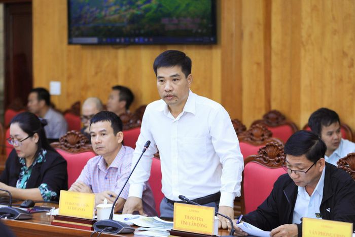 Phó Chủ tịch UBND xã Thuận An Nguyễn Thành Nam báo cáo một số nội dung liên quan đến Quy hoạch chung của xã