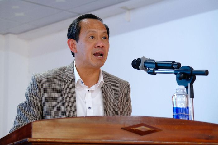 Ông Trương Văn Tùng, Tỉnh ủy viên, Phó Chủ tịch Ủy ban MTTQ Việt Nam tỉnh, Chủ tịch Hội Nông dân tỉnh Lâm Đồng phát biểu tại hội thảo