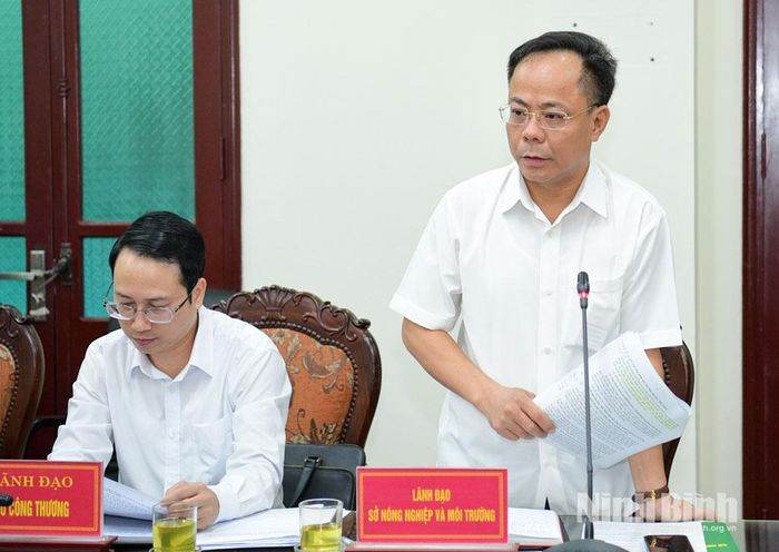 Lãnh đạo Sở Nông nghiệp và Môi trường phát biểu tại buổi khảo sát.