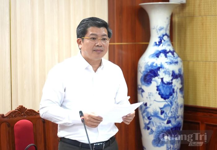 Đồng chí Trần Vũ Khiêm, Phó Bí thư Thường trực Tỉnh ủy, Trưởng đoàn đại biểu Quốc hội tỉnh phát biểu chỉ đạo tại buổi làm việc - Ảnh: T.Đ