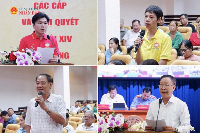Cử tri phát biểu ý kiến, kiến nghị tại các hội nghị. Ảnh: Hoa Lê