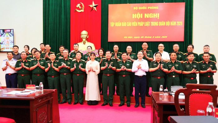 Hội nghị Tập huấn báo cáo viên pháp luật trong quân đội năm 2026. Ảnh: Thảo Mộc