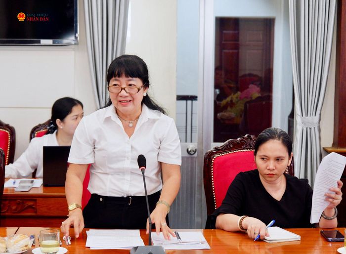Đại diện Hội Luật gia TP. Hồ Chí Minh Phạm Thanh Tuyền phát biểu. Ảnh: Hoa Lê